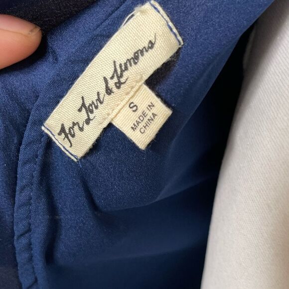 For Love and Lemons 🍋 Blue Satin Better Open Back Ruffle Blouse Size S - Picture 10 of 11